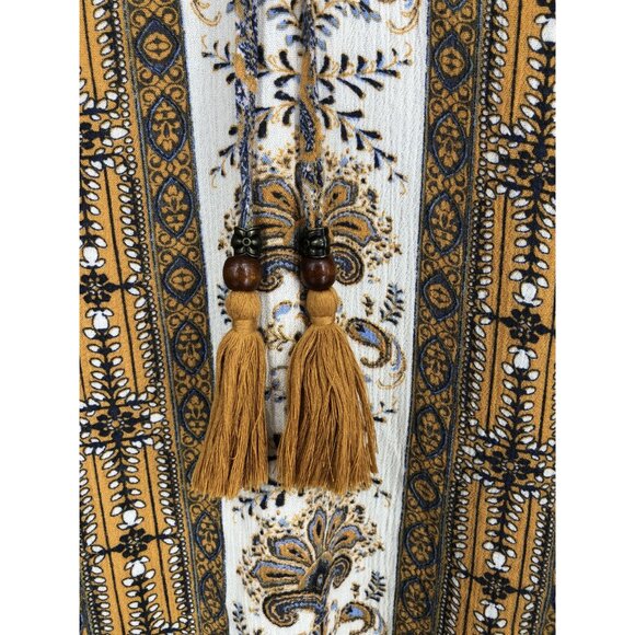 Mason & Belle Women's Boho Chic Peasant Tunic Top 2x Yellow Tassels Bohemian - Picture 6 of 9